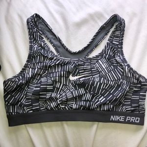 Nike Sports Bra Grey And White Striped